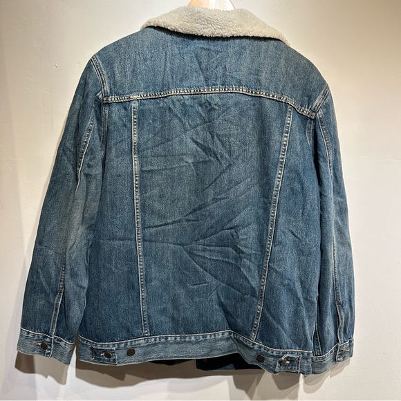 Able Adriena Blue Jean Jacket Shearling Collar XL - Picture 4 of 8